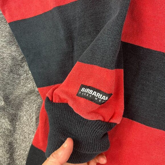 Vtg Barbarian Rugby Cal University Of Pennsylvania Striped Polo Men's M - Picture 4 of 11